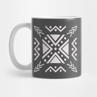 African tribal white color mudcloth motif on black Mug